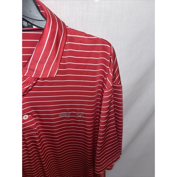 Ralph Lauren RLX Men’s Golf Polo Shirt Size 2XL Red Striped Athleisure Tennis - Picture 4 of 12